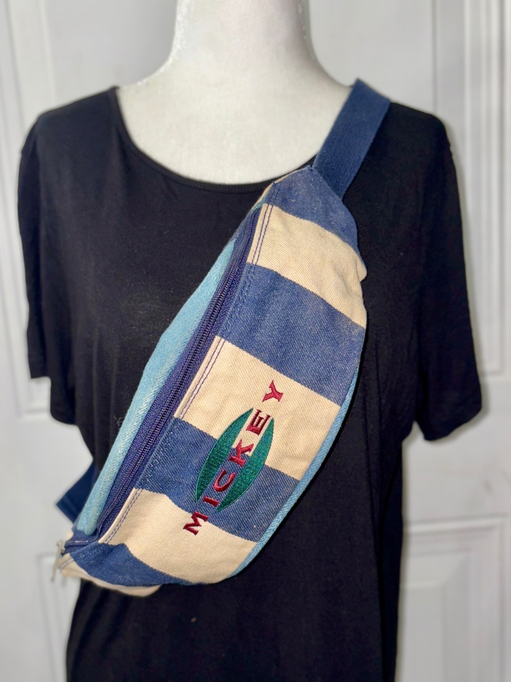 Vintage Disney Mickey Mouse Denim Fanny Pack Belt Bag